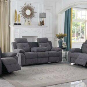 Vincent - Fabric Grey Manual Recliner 3 + 2 + 1