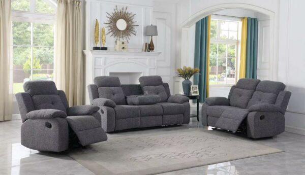 Vincent - Fabric Grey Manual Recliner 3 + 2 + 1